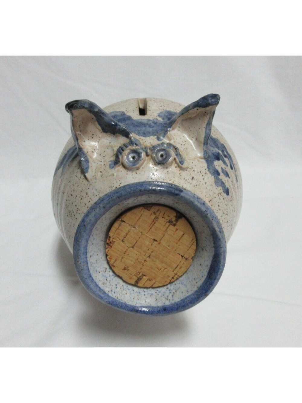 VTG Studio Art Pottery Ceramic Piggy Bank Cork Corky Snout 1993 SIGNED KUSS